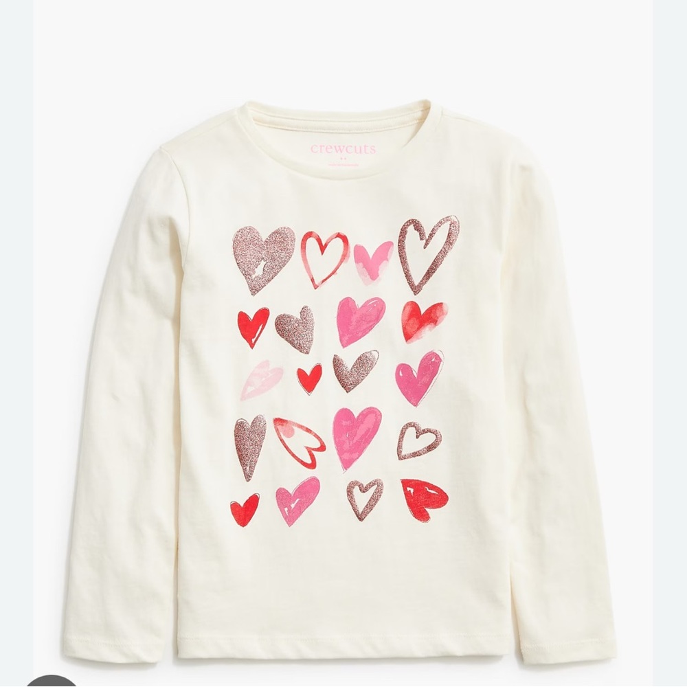 NWOT Crewcuts Cream Long Sleeve Shirt with Heart Design